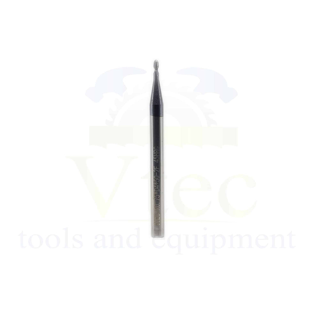 Ballnose Carbide End Mill - R0.75 (1.5mm) 45HRC
