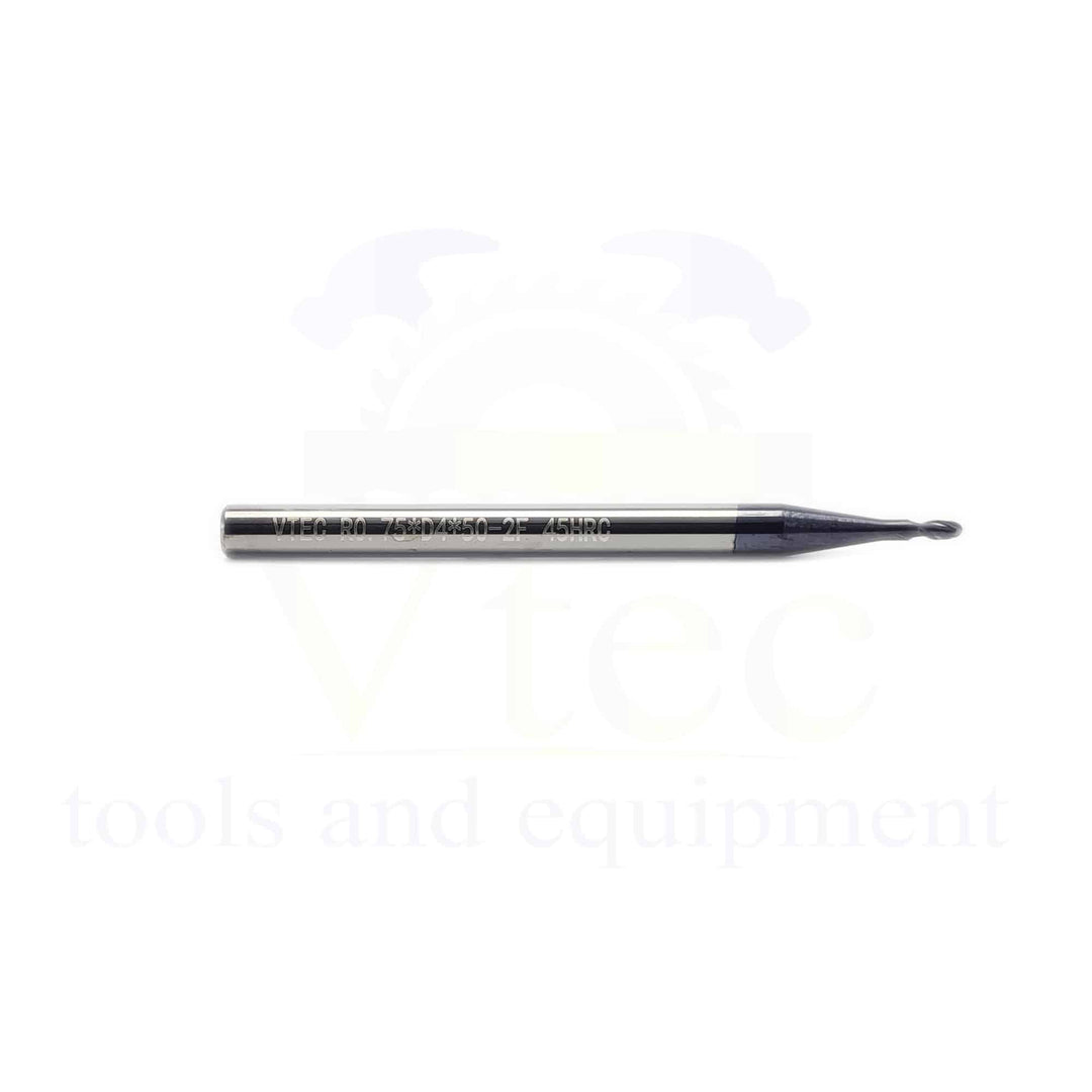 Ballnose Carbide End Mill - R0.75 (1.5mm) 45HRC