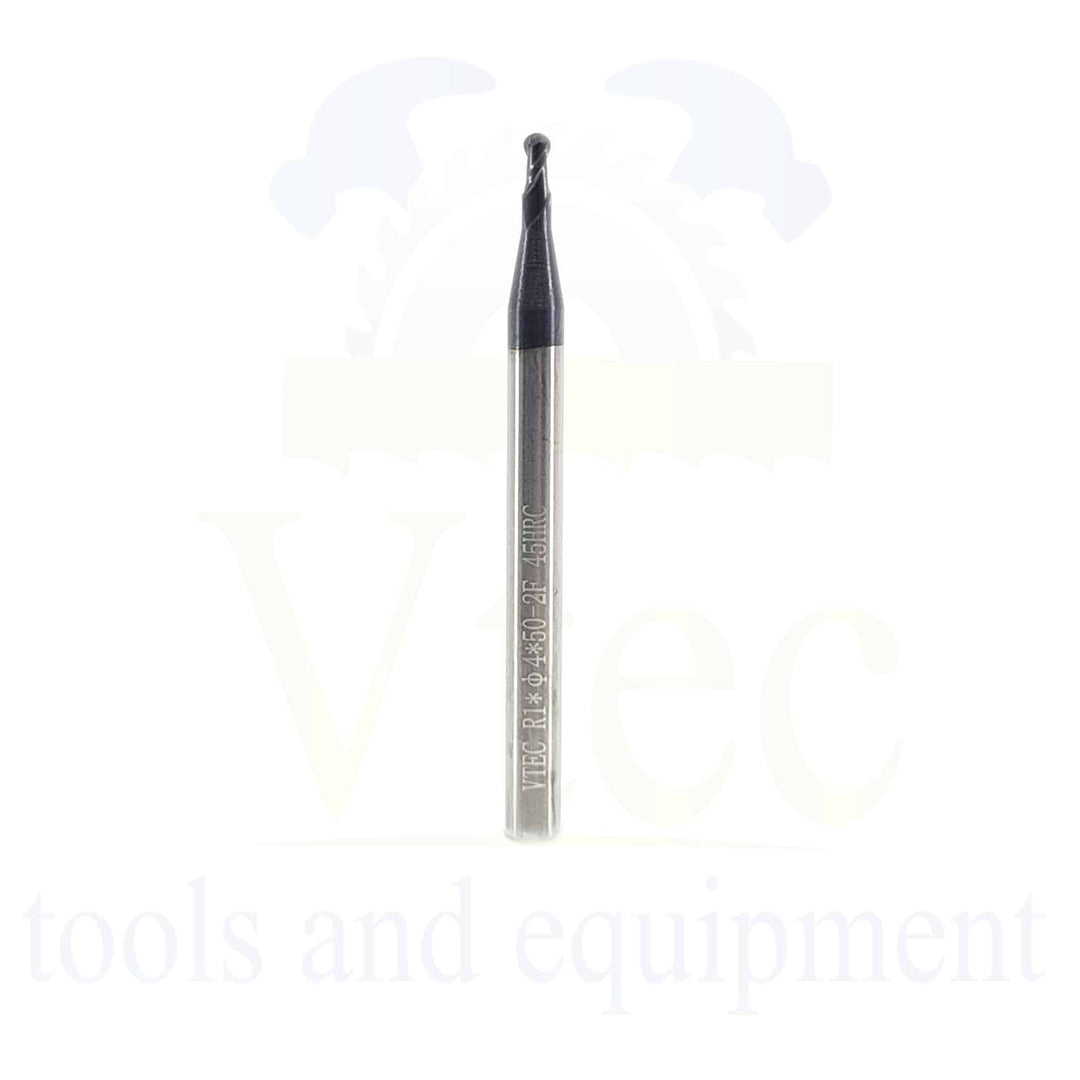 Ballnose Carbide End Mill - R1 (2mm) 45HRC
