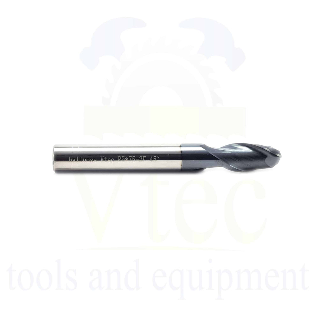 Ballnose Carbide End Mill - R5 (10mm) 45HRC