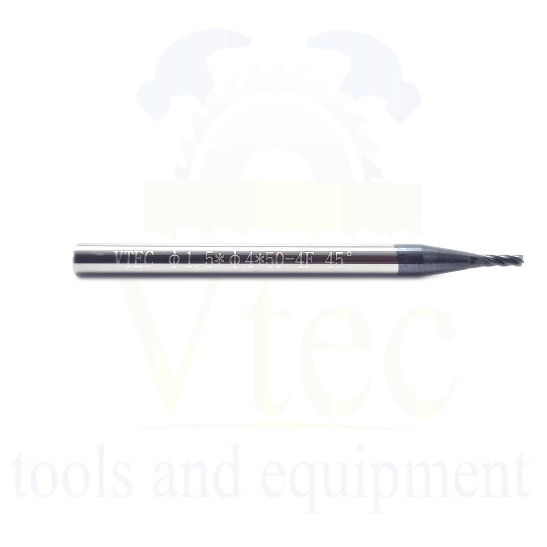 Carbide End Mill - 1.5mm 4 Flute 45HRC