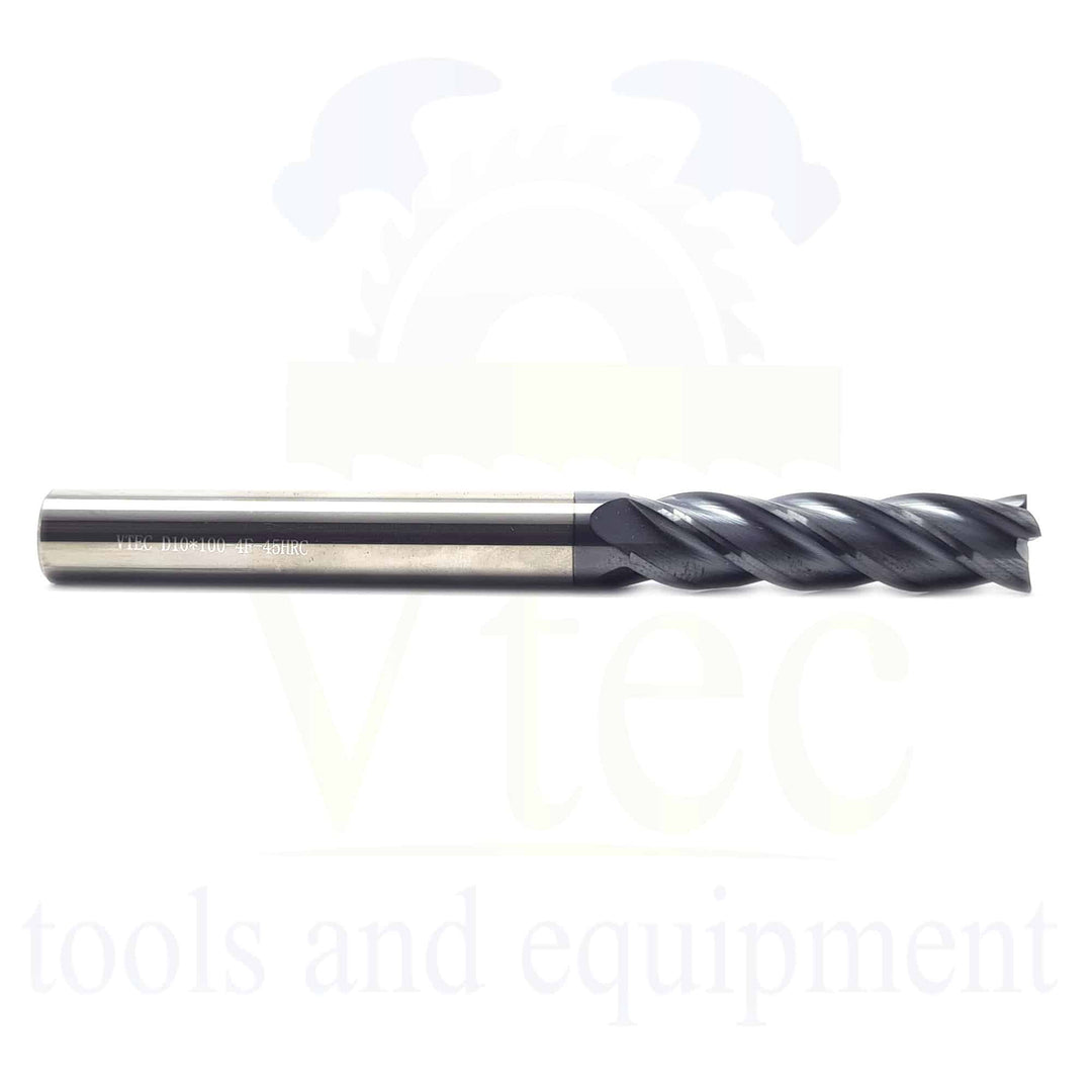 Carbide End Mill - Long Series - 10mm 4 Flute 45HRC