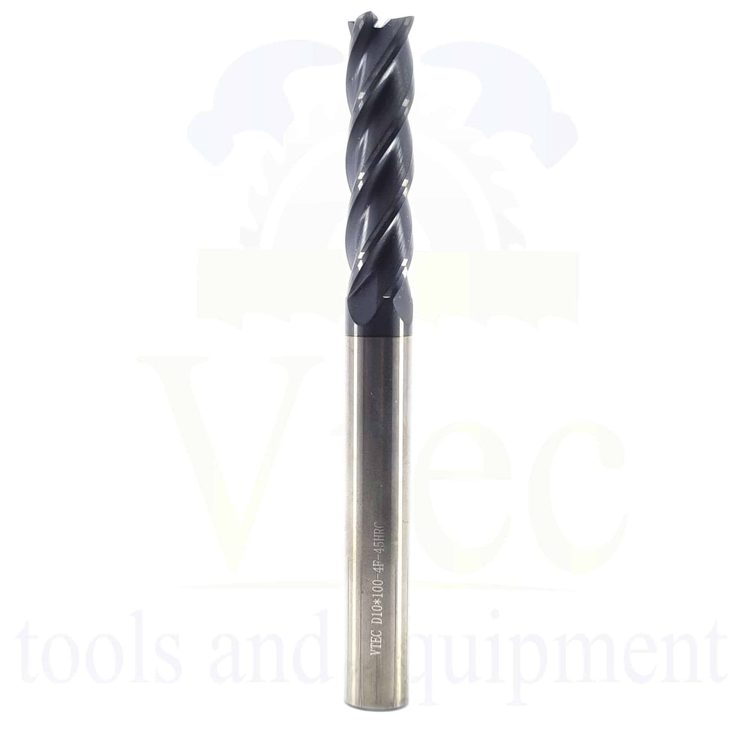 Carbide End Mill - Long Series - 10mm 4 Flute 45HRC