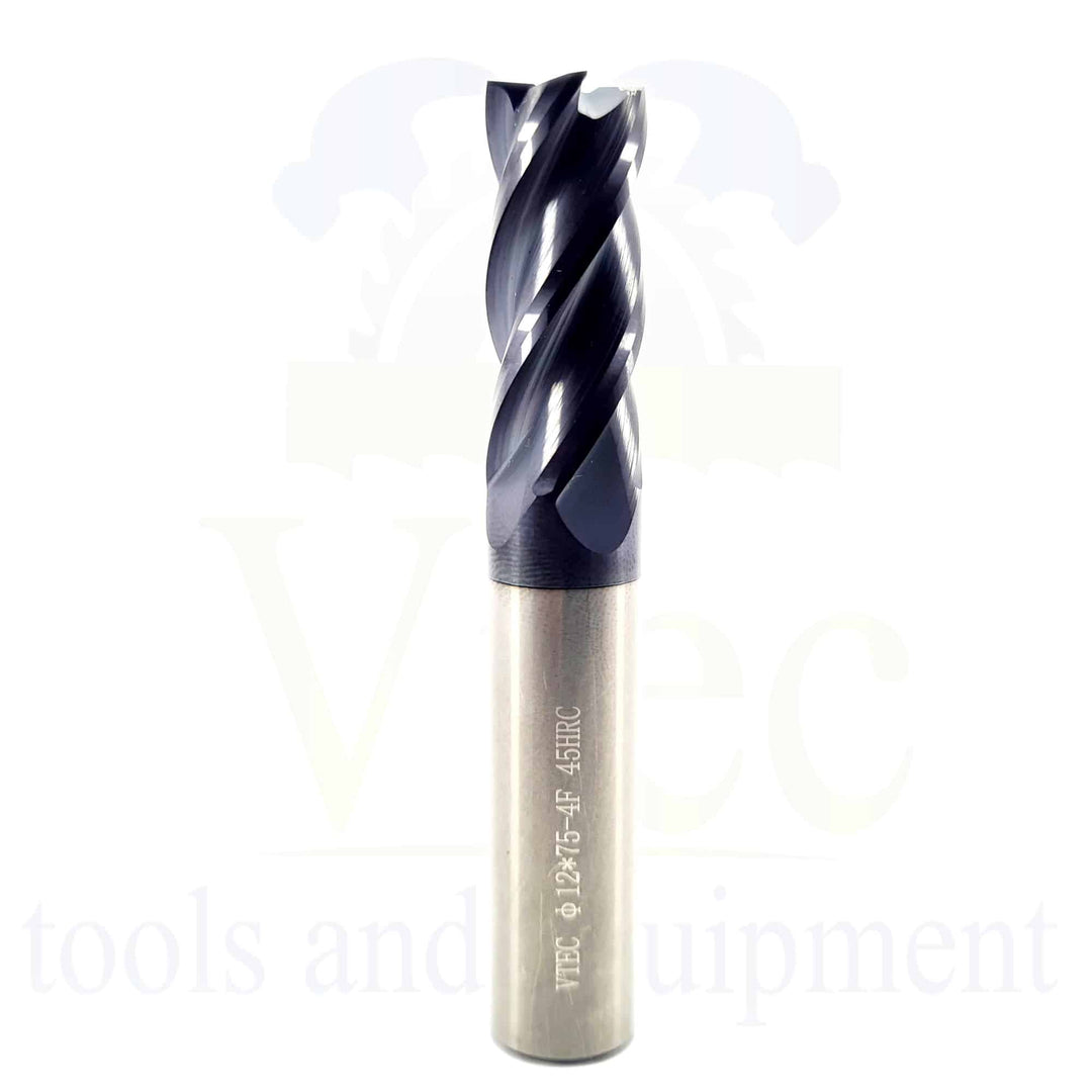 Carbide End Mill - 12mm 4 Flute 45HRC