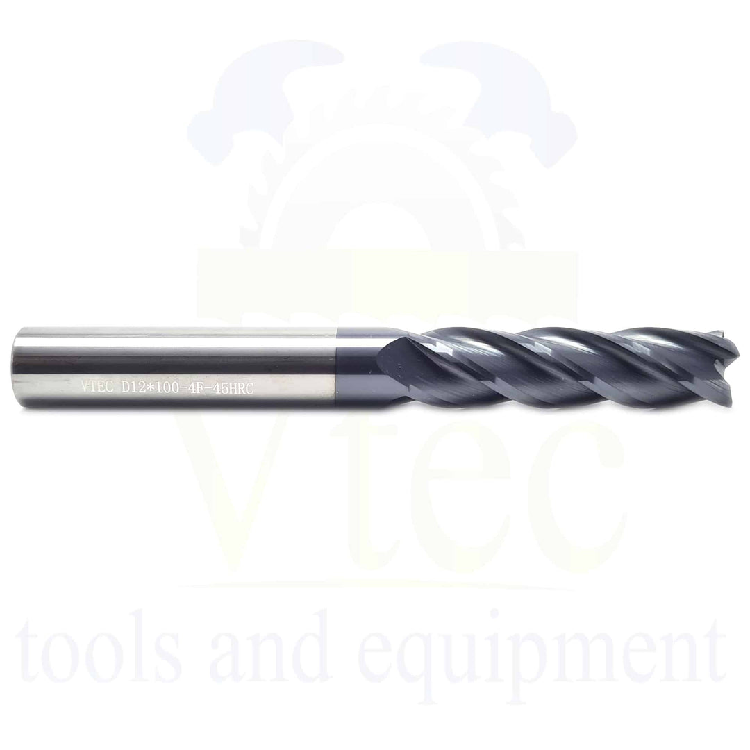 Carbide End Mill - Long Series - 12mm 4 Flute 45HRC
