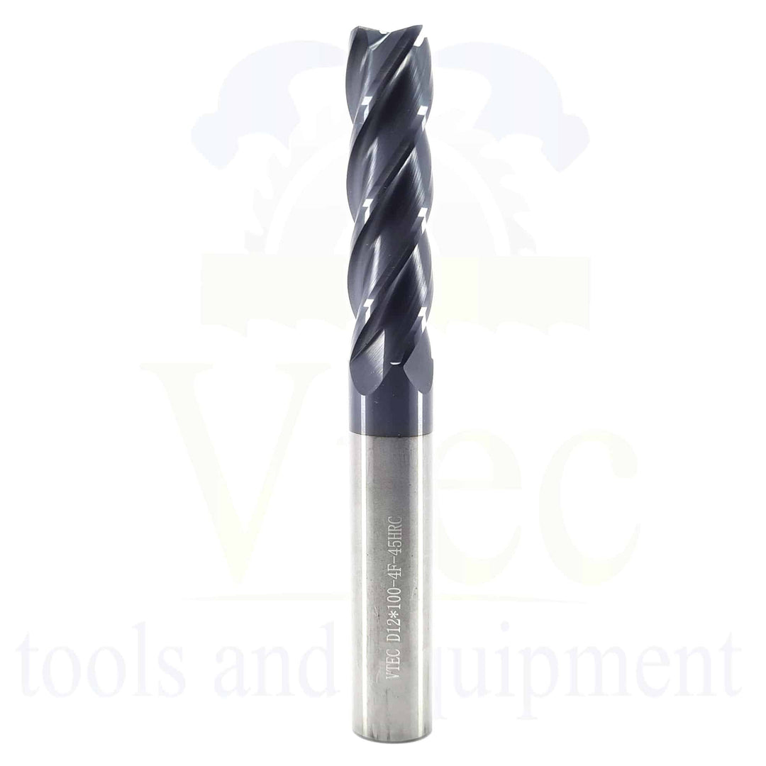 Carbide End Mill - Long Series - 12mm 4 Flute 45HRC
