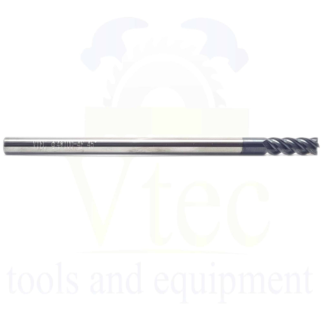 Carbide End Mill - Long Series - 4mm 4 Flute 45HRC