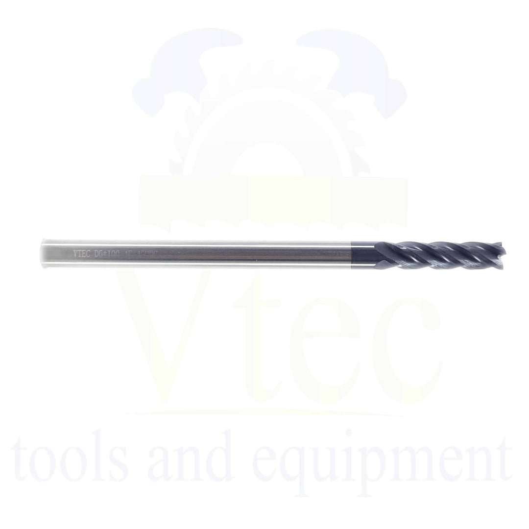 Carbide End Mill - Long Series - 6mm 4 Flute 45HRC
