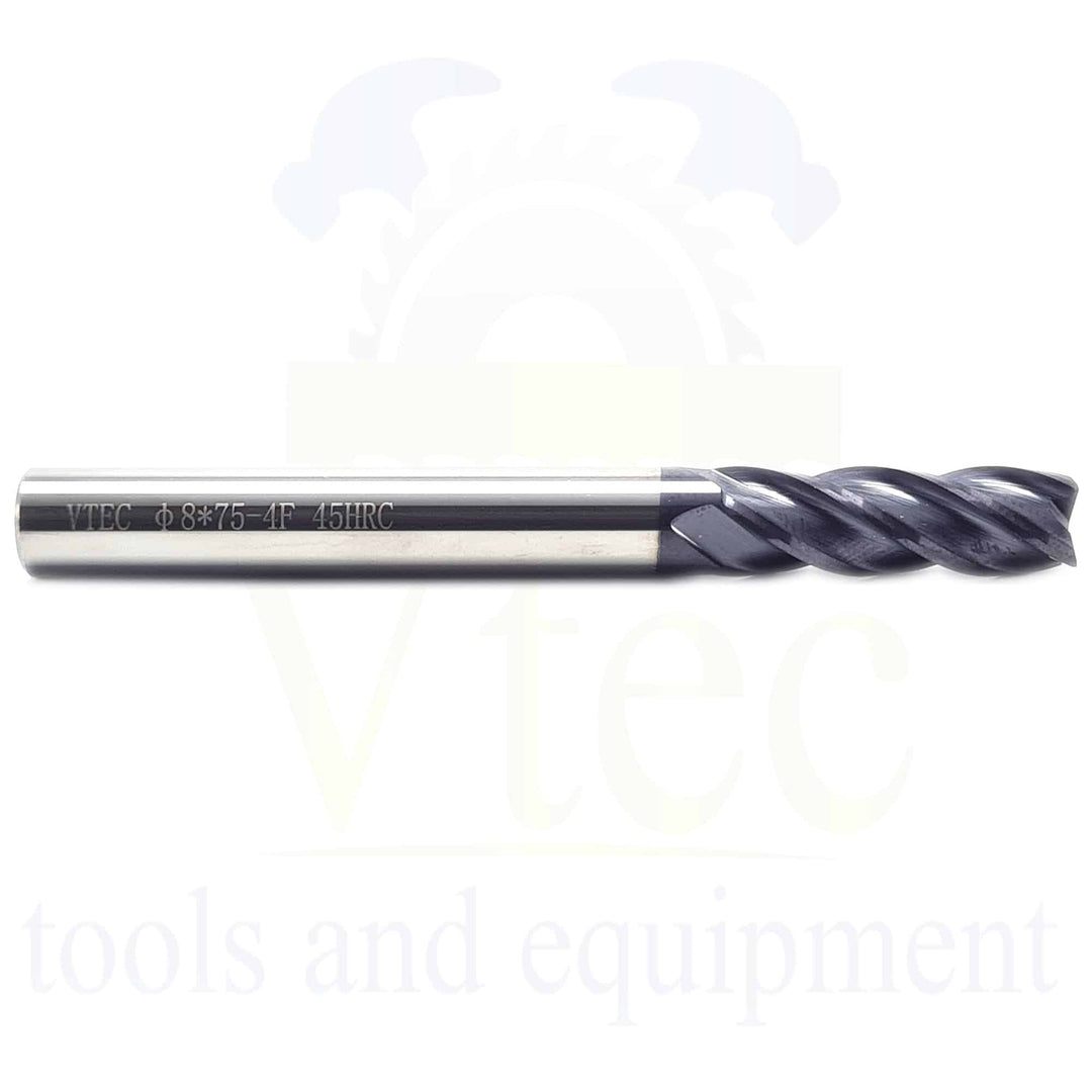 Carbide End Mill - 8mm 4 Flute 45HRC
