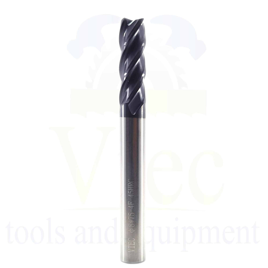 Carbide End Mill - 8mm 4 Flute 45HRC